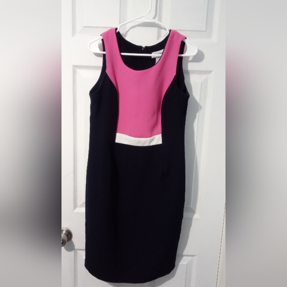 Pink and Black Sheath Midi Dress And  3/4 Sleeve Jacket - Picture 3 of 6